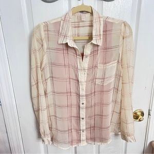 Sheer chiffon printed long sleeve blouse